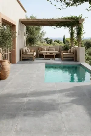 Dernière Chance Dalle sur plots ASSEN GREY 60x60x2 cm effet béton antidérapant R11
